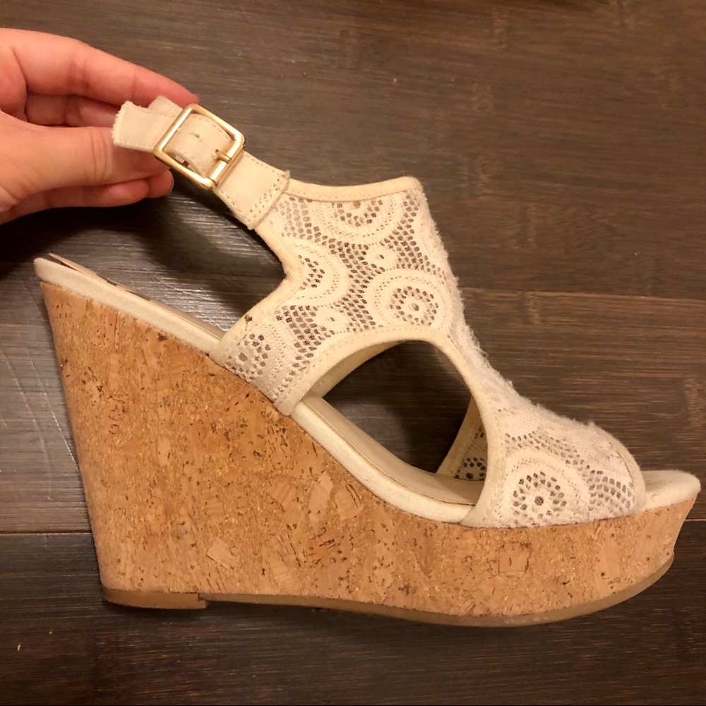 Fergalicious Off-white Lace Wedge Sandals - Picture 7 of 14